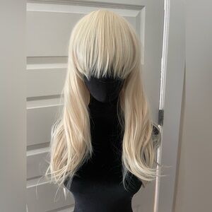 Blonde Long Layered Wig with Fringe - Women Hair